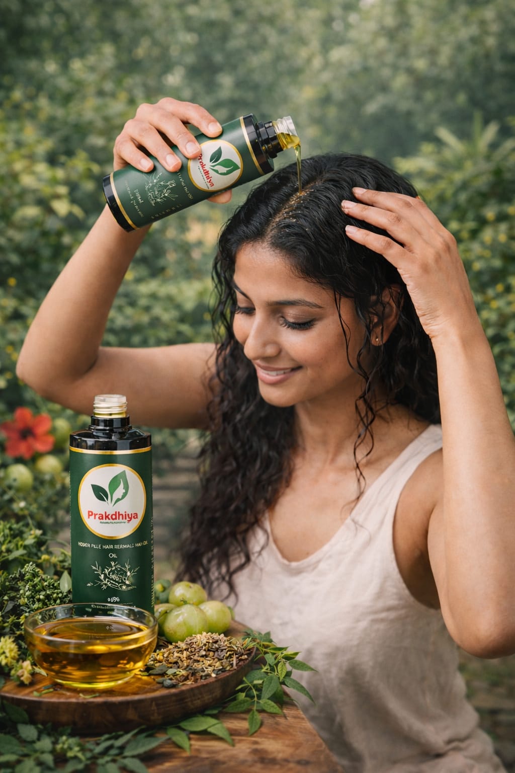 Top angle view of Prakdhiyas Herbal Hair Oil 100ml