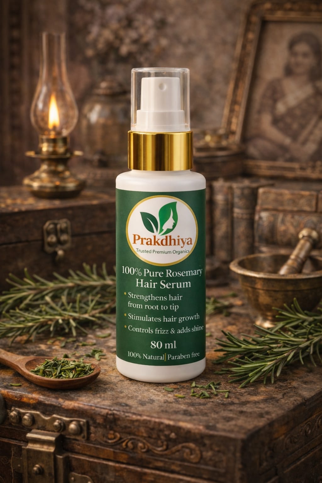 Detailed view of Rosemary Hair Serum 80ml packaging